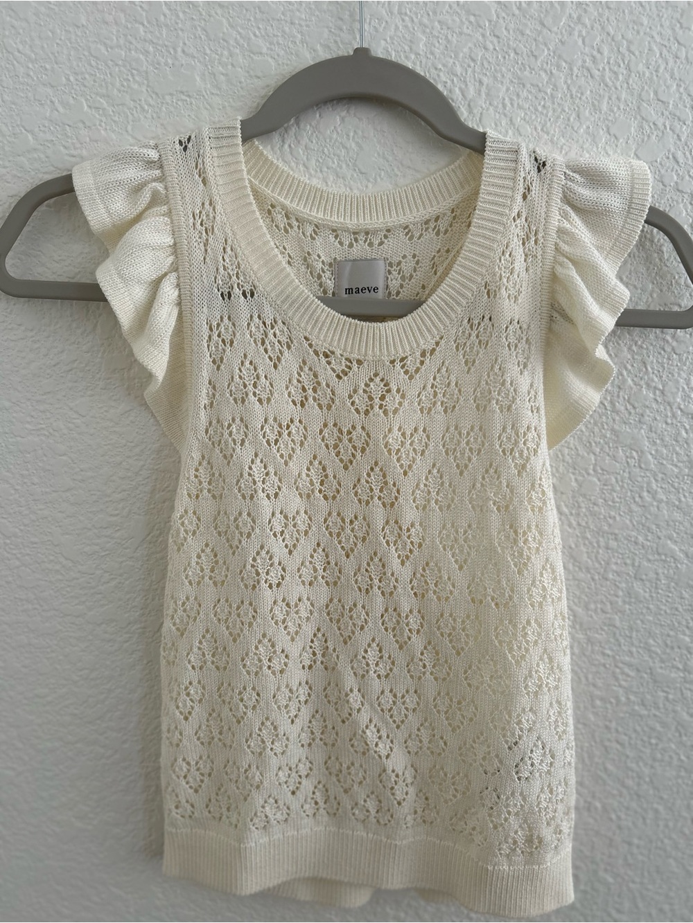 Maeve Ivory Open-Knit Crewneck Tank